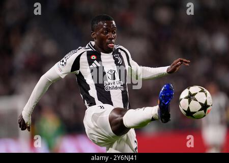 JuventusÕ Timothy Weah lors du match de football de l'UEFA Champions League entre la Juventus FC et le PSV Eindhoven au stade de la Juventus à Turin, dans le nord-ouest de l'Italie, le 17 septembre 2024. Sport - Soccer . (Photo de Fabio Ferrari/LaPresse) Banque D'Images