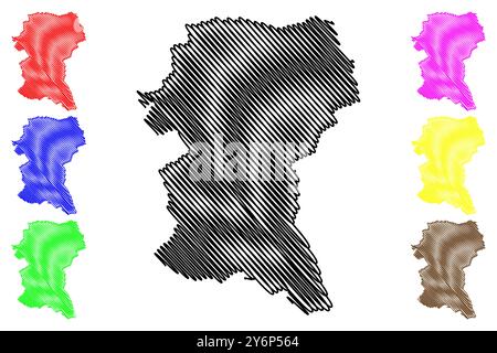 District de l'arrière-pays (Suisse, Confédération suisse, canton d'Appenzell Ausserrhoden ou Appenzell Rhodes-extérieures) illustration vectorielle, griffonnage s Illustration de Vecteur