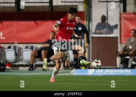 Hayate Matsuda (Hannover 96 II, #3). GER, TSV 1860 Muenchen gegen Hannover 96 II U23, Fussball, 3. Bundesliga, 7. Spieltag, saison 2024/2025, 25.09.2024. (LA RÉGLEMENTATION DFB DU DFL INTERDIT TOUTE UTILISATION DE PHOTOGRAPHIES COMME SÉQUENCES D'IMAGES ET/OU QUASI-VIDÉO). Foto : Eibner-Pressefoto/Heike Feiner Banque D'Images