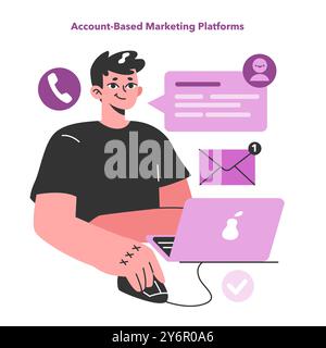 Logiciel ou outil de commerce électronique. Marketing basé sur le compte ou plateforme ABM. Approche ciblée de la promotion marketing avec une expérience acheteur hautement personnalisée. Illustration vectorielle plate Illustration de Vecteur