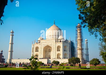 Taj Mahal, mausolée, UNESCO World Heritage Site, Agra, Uttar Pradesh, Inde Banque D'Images