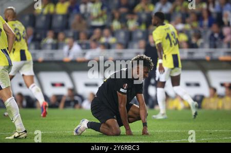 Istanbul, Turquie. 26 septembre 2024. Kevin Rodriguez, de l'Union, semble abattu lors d'un match de football entre la Fenerbahce SK turque et la Royale Union Saint-Gilloise belge à Istanbul, Turquie, le jeudi 26 septembre 2024, le jour de l'ouverture de la phase League du tournoi de l'UEFA Europa League. BELGA PHOTO VIRGINIE LEFOUR crédit : Belga News Agency/Alamy Live News Banque D'Images