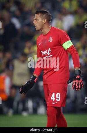 Istanbul, Turquie. 26 septembre 2024. Le gardien Anthony Moris réagit lors d'un match de football entre la Fenerbahce SK turque et la Royale Union Saint-Gilloise belge à Istanbul, Turquie, le jeudi 26 septembre 2024, le jour de l'ouverture de la phase League du tournoi de l'UEFA Europa League. BELGA PHOTO VIRGINIE LEFOUR crédit : Belga News Agency/Alamy Live News Banque D'Images
