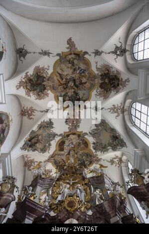 Voûtes au-dessus du maître-autel à Heilig Kreuz Minster, construit vers 1400, Rottweil, Bade-Wuerttemberg, Allemagne, Europe Banque D'Images