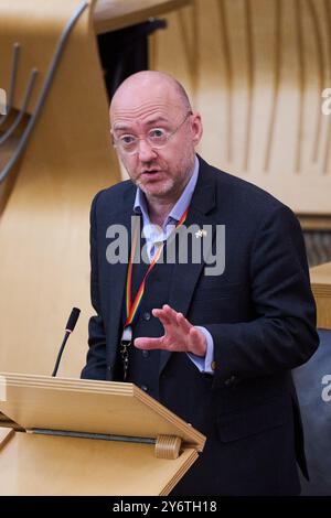 Édimbourg Écosse, Royaume-Uni 26 septembre 2024. Patrick Harvie MSP au Parlement écossais. crédit sst/alamy live news Banque D'Images