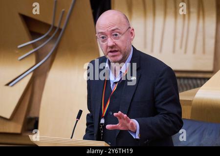 Édimbourg Écosse, Royaume-Uni 26 septembre 2024. Patrick Harvie MSP au Parlement écossais. crédit sst/alamy live news Banque D'Images