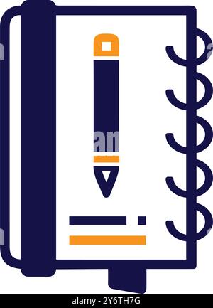 stylo, carnet, bloc-notes, produits laitiers, icône de journal de carnet Illustration de Vecteur