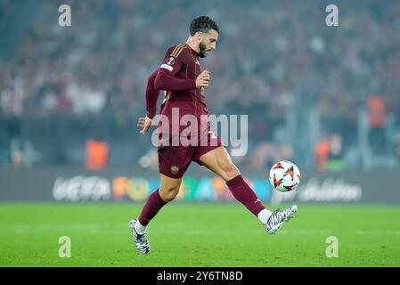 Rome, Italie. 26 septembre 2024. Mario Hermoso de L'AS Roma lors du match de l'UEFA Europa League 2024/25 phase MD1 entre L'AS Roma et l'Athletic Club au Stadio Olimpico le 26 septembre 2024 à Rome, Italie. Crédit : Giuseppe Maffia/Alamy Live News Banque D'Images