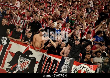 Rome, Italie. 26 septembre 2024. Supporters sportifs lors du match de football de l'Europa League entre L'AS Roma et l'Athletic Club Bilbao au stade Olimpico à Rome (Italie), le 26 septembre 2024. Crédit : Insidefoto di andrea staccioli/Alamy Live News Banque D'Images