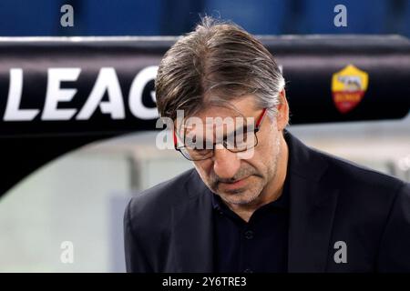 Rome, Italie. 26 septembre 2024. Ivan Juric, entraîneur-chef de Roma, attend le début du match de football de l'UEFA Europa League entre Roma et Athletic Club au stade olympique. Crédit : Riccardo de Luca - Actualiser les images/Alamy Live News Banque D'Images