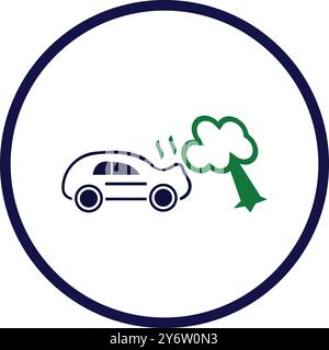 arbre, voiture, accident, chute d'arbre, arbre tombé sur l'icône de capot de voiture Illustration de Vecteur