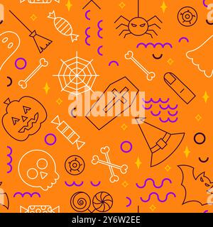 Motif sans couture de la ligne orange d'Halloween Illustration de Vecteur