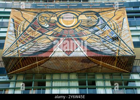 Mexico, Mexique ; 09 12 2017 ; fresque du bâtiment du presbytère de la ville universitaire de Universidad Nacional Atónoma de México. Banque D'Images