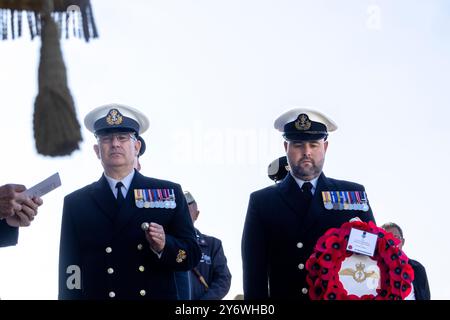 Le 80e anniversaire du commandant Guy Gibson du Dam Buster qui a perdu la vie pendant la seconde Guerre mondiale en tant que chef de l'escadron 617 et du Dam Buster. Banque D'Images