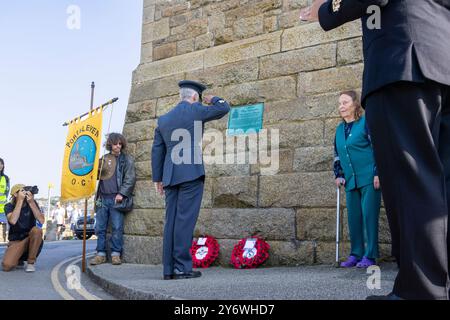 Le 80e anniversaire du commandant Guy Gibson du Dam Buster qui a perdu la vie pendant la seconde Guerre mondiale en tant que chef de l'escadron 617 et du Dam Buster. Banque D'Images