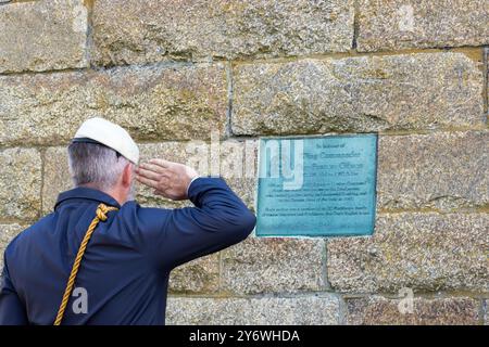 Le 80e anniversaire du commandant Guy Gibson du Dam Buster qui a perdu la vie pendant la seconde Guerre mondiale en tant que chef de l'escadron 617 et du Dam Buster. Banque D'Images