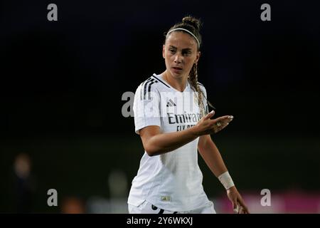 MADRID, ESPAGNE - SEPTEMBRE 26 : Athenea del Castillo du Real Madrid féminin lors du match de l'UEFA Women's Champions League 24/25, deuxième manche entre le Real Madrid et le Sporting Portugal au stade Alfredo Di Stefano de Madrid. (Photo de Guillermo Martinez) Banque D'Images