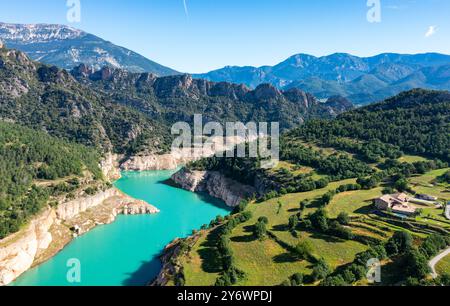 Vue de dessus réservoir Llosa del Cavall. Cardener. Catalogne, Espagne Banque D'Images