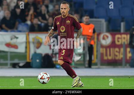 Rome, Latium. 26 septembre 2024. Angelino de L'AS Roma lors du premier tour de qualification de la Ligue Europa - match de 1ère manche entre Roma et Athletic Bilbao au stade olympique, Italie, le 26 septembre 2024. Crédit crédit : massimo insabato/Alamy Live News Banque D'Images