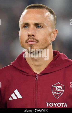 Rome, Latium. 26 septembre 2024. Angelino de L'AS Roma lors du premier tour de qualification de la Ligue Europa - match de 1ère manche entre Roma et Athletic Bilbao au stade olympique, Italie, le 26 septembre 2024. AllShotLive Credit : Sipa USA/Alamy Live News Banque D'Images