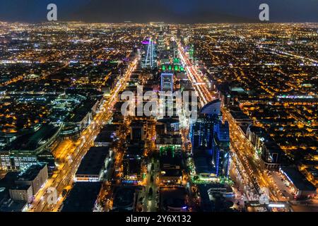 Vue aérienne en soirée de Riyad, capitale de l'Arabie Saoudite Banque D'Images