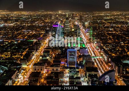 Vue aérienne en soirée de Riyad, capitale de l'Arabie Saoudite Banque D'Images