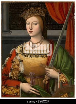 Domingo Carvalho / 'Sainte Catherine d'Alexandrie, peut-être un portrait de Catherine d'Autriche'. CA. 1530. Huile sur panneau. Musée : Museo del Prado, Madrid, España. Banque D'Images