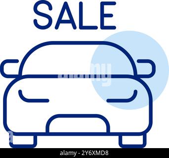 Voiture à vendre. Concessionnaire, achat abordable. Pixel Perfect, icône de vecteur de contour modifiable Illustration de Vecteur
