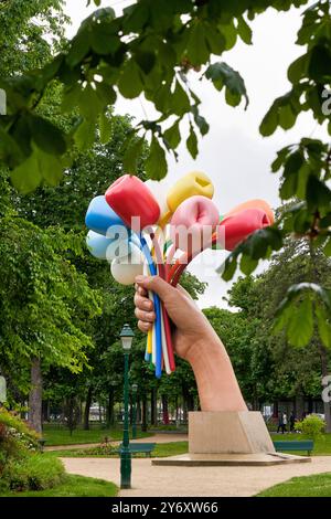 Bouquet de tulipes, 2019, Jeff Koons (York, États-Unis, 1955), jardin des champs-Élysées, petit Palais, Musée des Beaux-Arts de la ville de Paris, Musée des Beaux-Arts de Banque D'Images