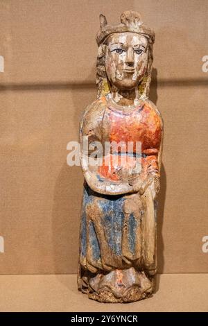 Vierge d'espoir, sculpture sur bois polychrome, Pyrénées méditerranéennes, alt emporda, musée d'art de Gérone, Gérone, Catalogne, Espagne Banque D'Images