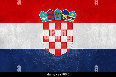 Une représentation vibrante du drapeau croate, avec ses armoiries uniques et reconnaissables Banque D'Images