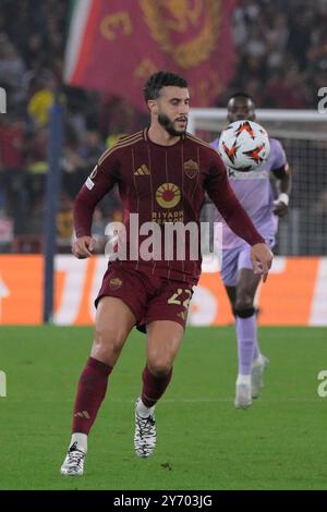 Roma, Italie. 26 septembre 2024. Mario Hermoso de L'AS Roma lors du match de football de l'UEFA Europa League entre l'AS Roma et l'Athletic Bilbao au stade olympique de Rome, en Italie - jeudi 26 septembre 2024. Sport - Soccer (photo de Fabrizio Corradetti/LaPresse) crédit : LaPresse/Alamy Live News Banque D'Images