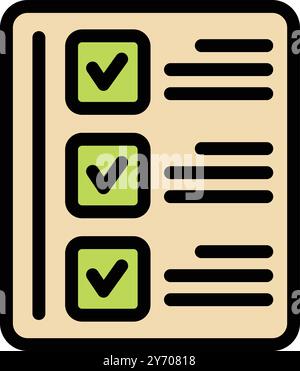 Icône de liste de contrôle simple montrant les tâches terminées, idéale pour illustrer la productivité, l'organisation ou la réalisation d'objectifs Illustration de Vecteur