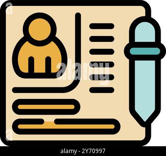 Le responsable des ressources humaines examine une candidature avec un stylo à la main, symbolisant le processus de recrutement Illustration de Vecteur