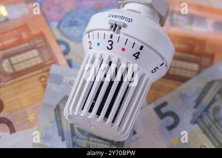 Heizungsventil mit Geldscheinen *** soupape de chauffage avec billets Nordrhein-Westfalen Deutschland, Allemagne GMS16765 Banque D'Images