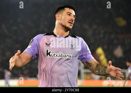 Yuri Berchiche de l'Athletic Club Bilbao lors du match de football de la Ligue Europa entre L'AS Roma et l'Athletic Club Bilbao au stade Olimpico à Rome (Italie), le 26 septembre 2024. Banque D'Images