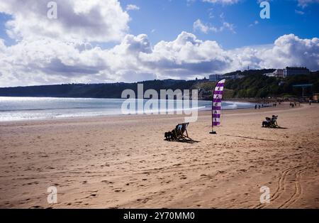 La plage de sable de South Bay à Scarborough Banque D'Images