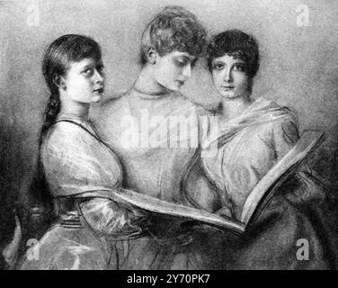 Héritage de la sœur de l'ex-Kaiser , anciennement princesse Victoria de Prusse , qui épousa pour la première fois le regretté prince Adolphe de Schaumbourg-Lippe , et il y a environ deux ans , un jeune réfugié russe nommé Alexandre Zoubkoff , pour être vendu pour payer les créanciers de Herr et Frau Zoubkoff . Une peinture de Franz von Lenback (1836-1904) des princesses Victoria , Sophie et Marguerite de Prusse . 5 octobre 1929 Banque D'Images