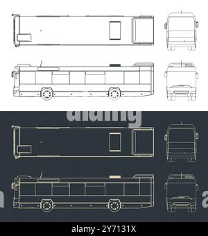 Illustration vectorielle stylisée des plans d'une ville ​​bus Illustration de Vecteur