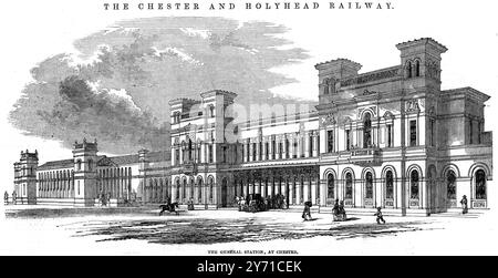 La gare générale de Chester le chemin de fer Chester and Holyhead le 19 août 1848 Banque D'Images