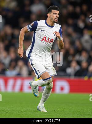 Londres, Royaume-Uni. 26 septembre 2024 - Tottenham Hotspur v Qarabag - Europa League - Tottenham Hotspur Stadium. Dominic Solanke en action. Crédit photo : Mark pain / Alamy Live News Banque D'Images