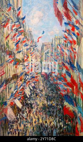 La Rue Montorgueil, Fête du 30 juin 1878, la Rue Montorgueil à Paris, célébration du 30 juin 1878, Claude Monet, 1878, Banque D'Images