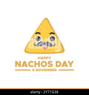 Joyeux jour des nachos, 6 novembre jour des nachos, modèle de médias sociaux, post, conception de bannière, conception de concept de jour des nachos. Illustration de Vecteur