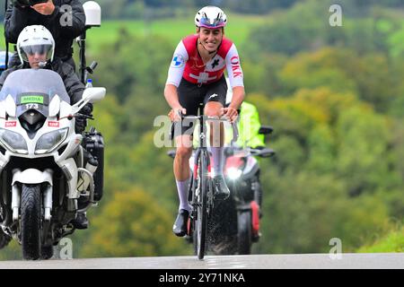 Jan Christen (Suisse, Suisse, sui) in Aktion während Men Under 23 Road Race BEI den UCI Road World Championships : 24, 9 kilomètres rund um Zürich) BEI den UCI-Straßen- und para-Cycling-Straßenweltmeisterschaften 2024 am Donnerstag, den 26. Septembre 2024, à Zürich, Schweiz. Die Radsport Wm findet vom 21. bis 29. Septembre 2024 um und in Zürich im Rahmen der 2024 UCI Road and para-cycling Road World Championships statt. Banque D'Images