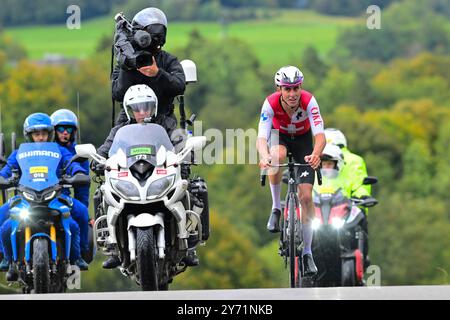 Jan Christen (Suisse, Suisse, sui) in Aktion während Men Under 23 Road Race BEI den UCI Road World Championships : 24, 9 kilomètres rund um Zürich) BEI den UCI-Straßen- und para-Cycling-Straßenweltmeisterschaften 2024 am Donnerstag, den 26. Septembre 2024, à Zürich, Schweiz. Die Radsport Wm findet vom 21. bis 29. Septembre 2024 um und in Zürich im Rahmen der 2024 UCI Road and para-cycling Road World Championships statt. Banque D'Images