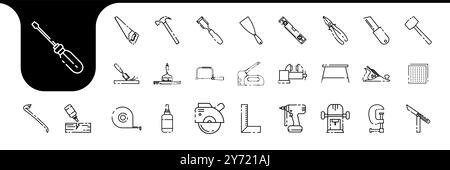 vecteur de conception de collection d'ensemble d'icônes de ligne de charpentier Illustration de Vecteur