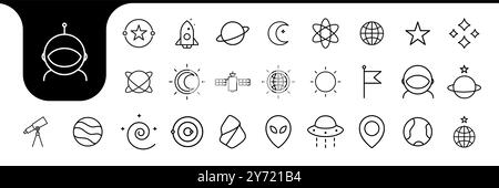 vecteur de conception de collection d'ensemble d'icônes de ligne d'astronaute Illustration de Vecteur