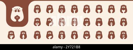 vecteur de conception de collection otter cute icon set Illustration de Vecteur