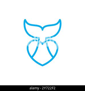 vecteur de conception de logo moderne simple de ligne d'amour de whale tale Illustration de Vecteur