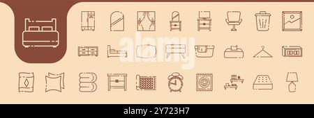 design vectoriel de collection d'ensemble d'icônes modernes de ligne de chambre Illustration de Vecteur